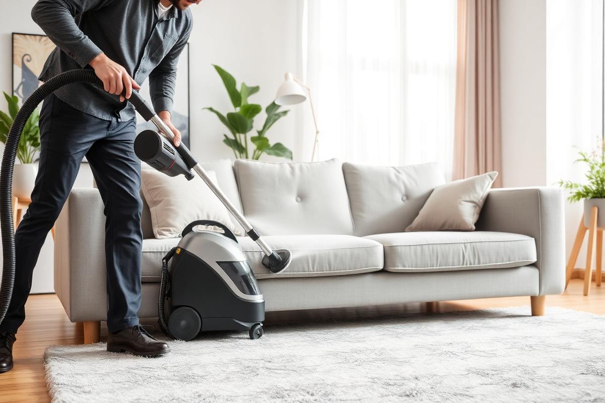 Nettoyage d'un canapé en tissu par injection-extraction